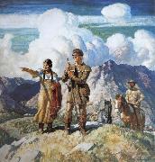 NC Wyeth Lewis and Clark oil painting on canvas